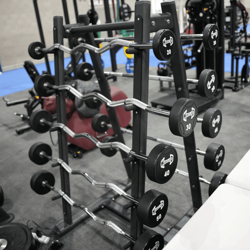 Muscle D Fitness Pro Urethane Barbell Set(Straight or Curl) - 20 to 110 lbs (Barbell Set Only)