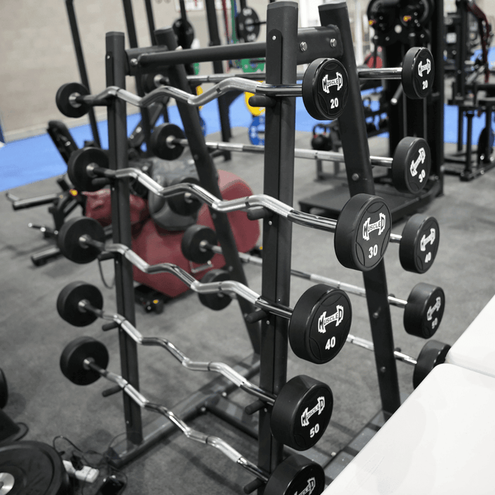 Muscle D Fitness Pro Urethane Barbell Set(Straight or Curl) - 20 to 110 lbs (Barbell Set Only)