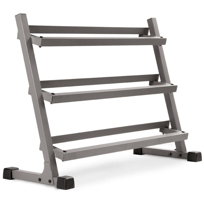 XMARK 10-Pairs, 5 to 50 lbs. Hex Dumbbells Includes 3-Tier Storage Rack