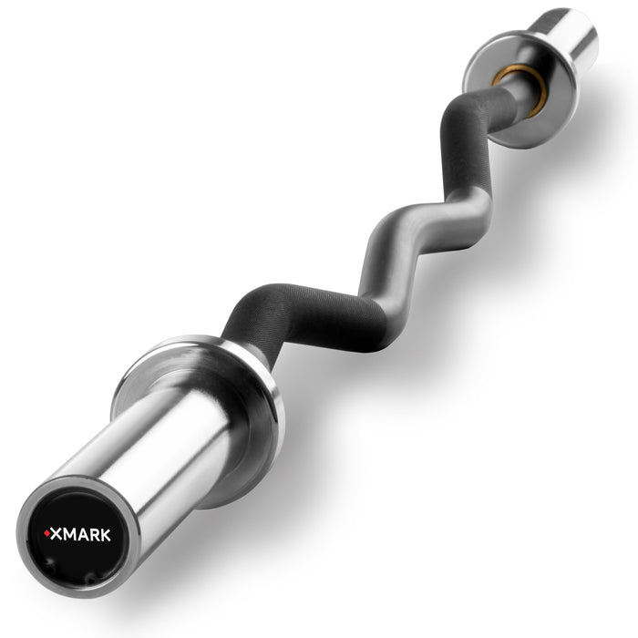 XMARK EZ Curl Bar 28 mm Grip – Fits Olympic Weights