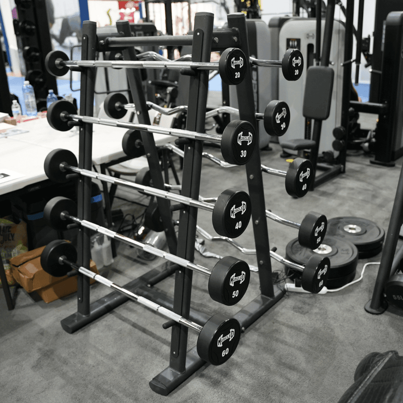 Muscle D Fitness Pro Urethane Barbell Set(Straight or Curl) - 20 to 110 lbs (Barbell Set Only)