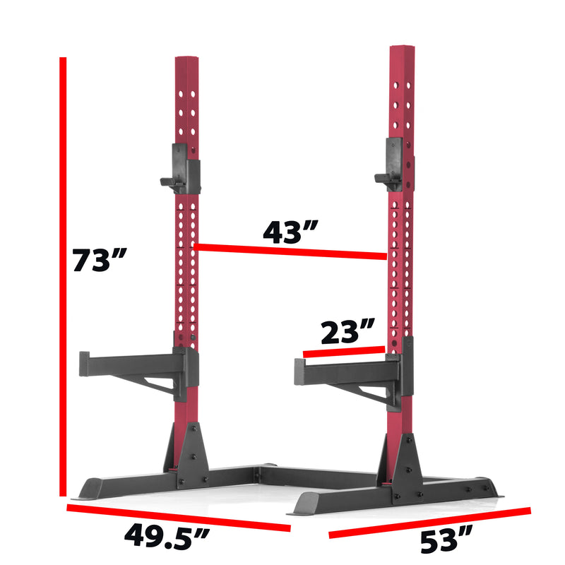 XMARK Squat Rack Bench Press with Adjustable Safety Spotters