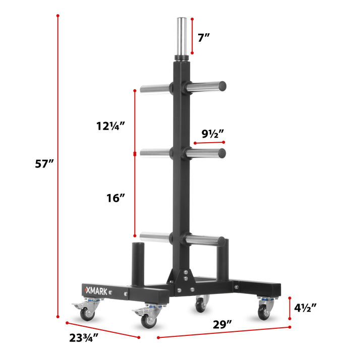 XMARK Commercial Olympic Weight Plate Tree on Castors with Dual Bar Holders