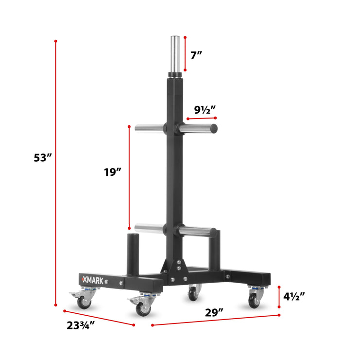 XMARK Commercial Bumper Plate Tree on Castors with Dual Bar Holders