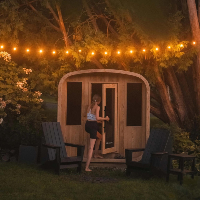 ALEKO Arnica Rustic Cedar Square Sauna – 4 Person
