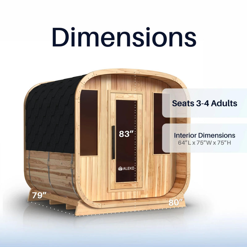ALEKO Arnica Rustic Cedar Square Sauna – 4 Person