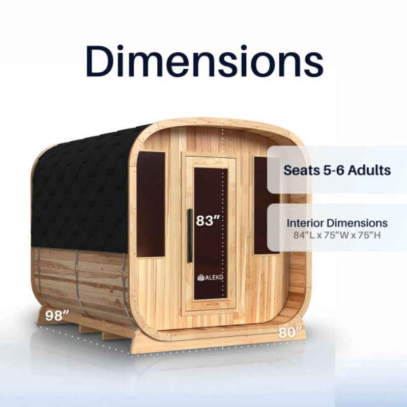 ALEKO Arnica Rustic Cedar Square Sauna – 6 Person