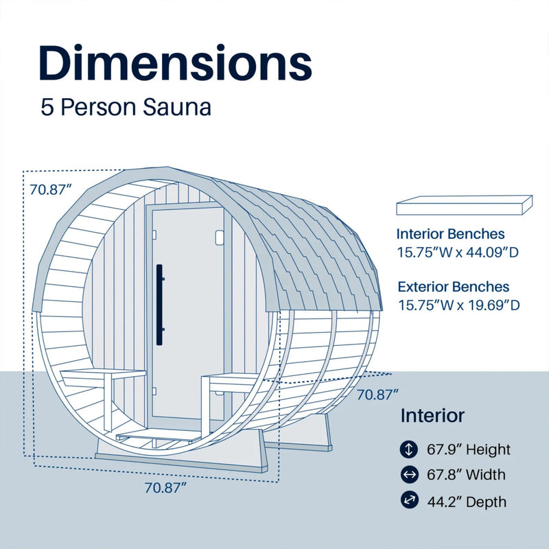ALEKO Aster Barrel Outdoor Sauna with Porch – 3-5 Person