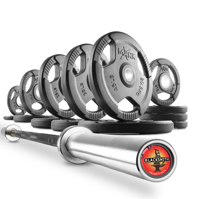 XMARK Tri-Grip Olympic Weight Plates and Olympic Barbell Sets