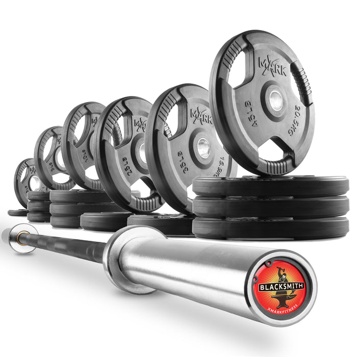 XMARK Tri-Grip Olympic Weight Plates and Olympic Barbell Sets