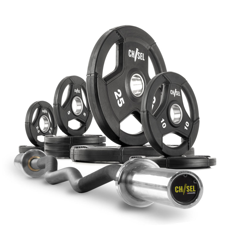 XMARK Chisel Olympic Weight Plates and Curl Barbell Sets