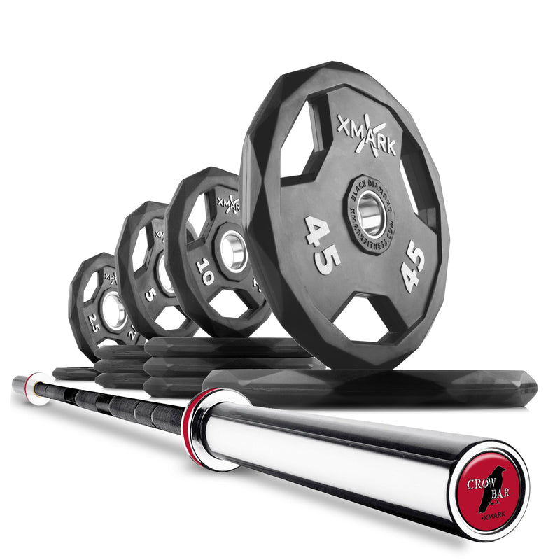 XMARK Black Diamond Olympic Weight Plates and Olympic Barbell Sets