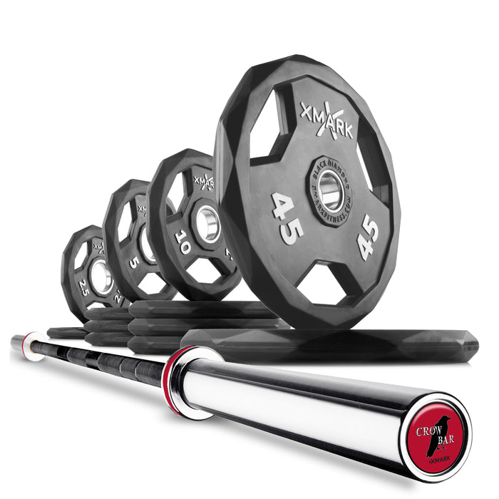 XMARK Black Diamond Olympic Weight Plates and Olympic Barbell Sets