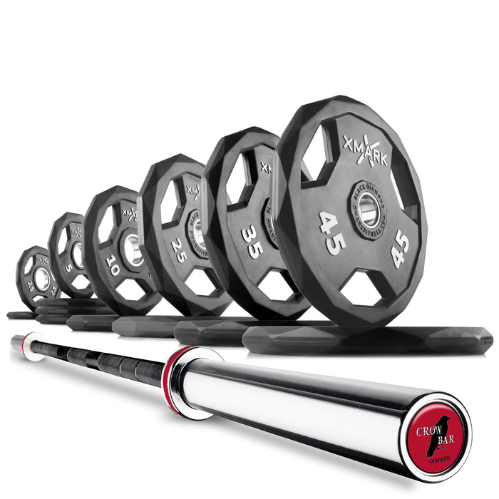 XMARK Black Diamond Olympic Weight Plates and Olympic Barbell Sets