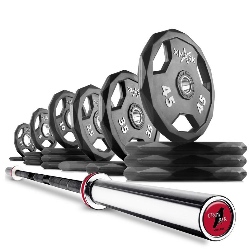 XMARK Black Diamond Olympic Weight Plates and Olympic Barbell Sets