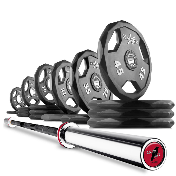 XMARK Black Diamond Olympic Weight Plates and Olympic Barbell Sets