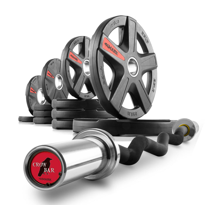 XMARK Texas Star Olympic Weight Plates and Curl Barbell Sets