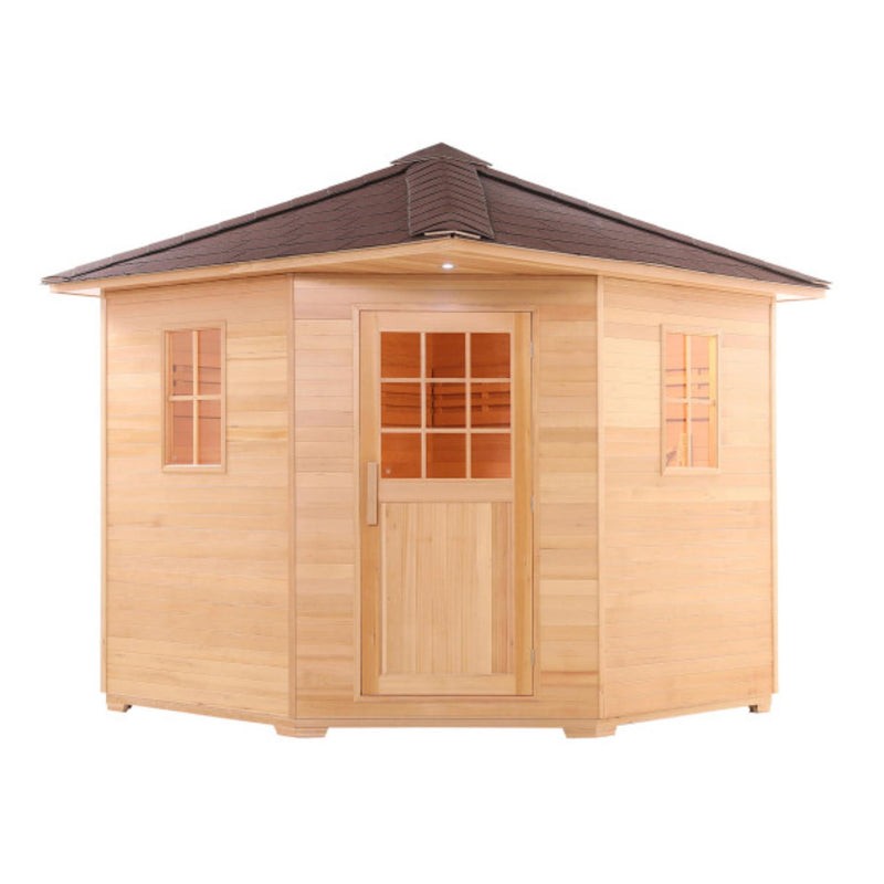 ALEKO Canadian Hemlock Wet Dry Outdoor Sauna with Asphalt Roof - 8 Person
