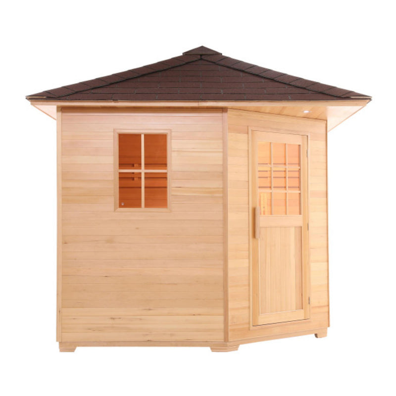 ALEKO Canadian Hemlock Wet Dry Outdoor Sauna with Asphalt Roof - 8 Person