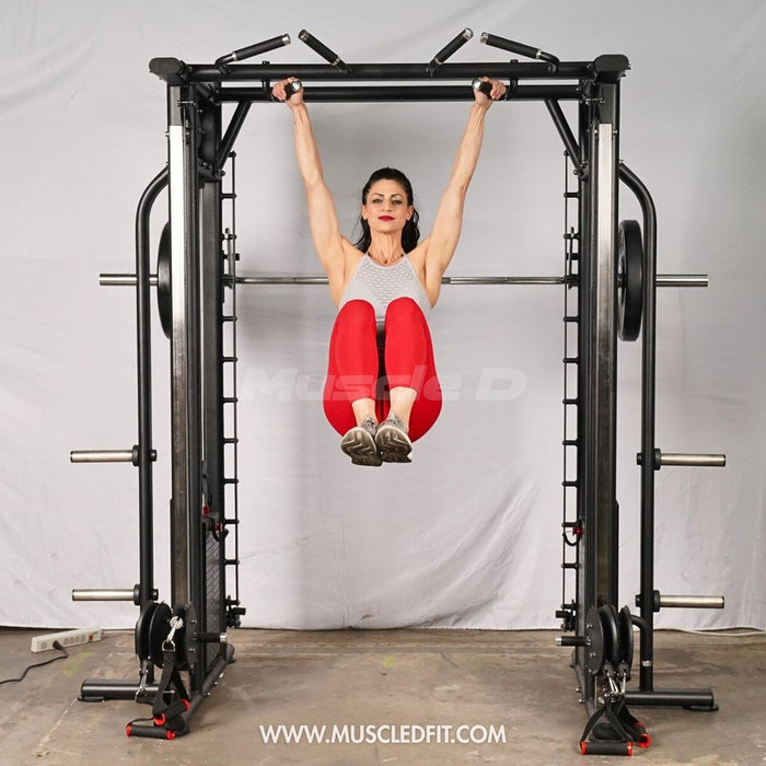 Muscle D Fitness Dual Adjustable Pulley Smith Combo – Full Body Trainer