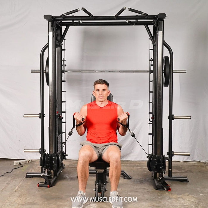 Muscle D Fitness Dual Adjustable Pulley Smith Combo – Full Body Trainer