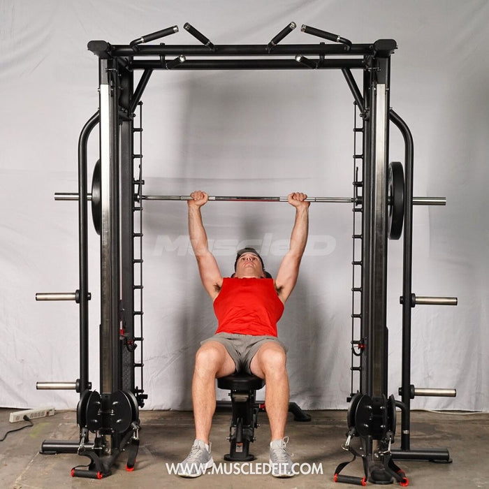 Muscle D Fitness Dual Adjustable Pulley Smith Combo – Full Body Trainer