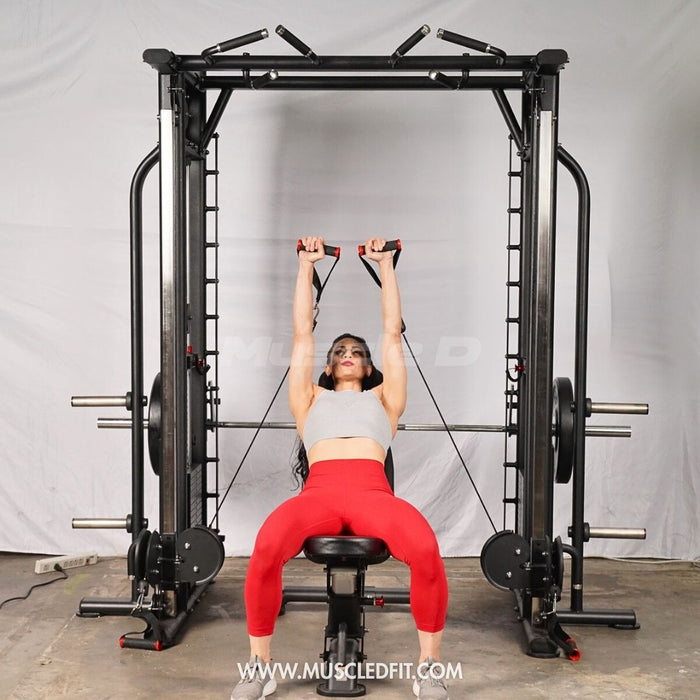 Muscle D Fitness Dual Adjustable Pulley Smith Combo – Full Body Trainer