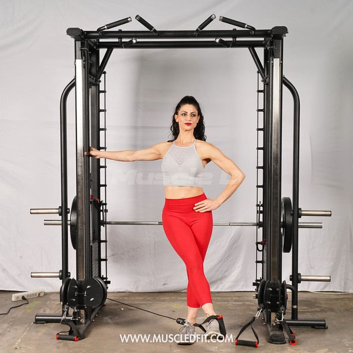 Muscle D Fitness Dual Adjustable Pulley Smith Combo – Full Body Trainer