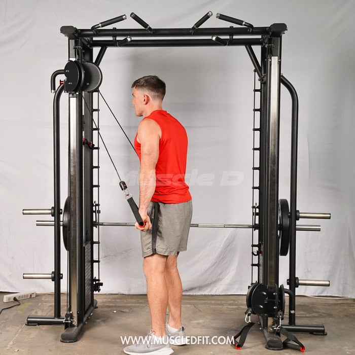 Muscle D Fitness Dual Adjustable Pulley Smith Combo – Full Body Trainer