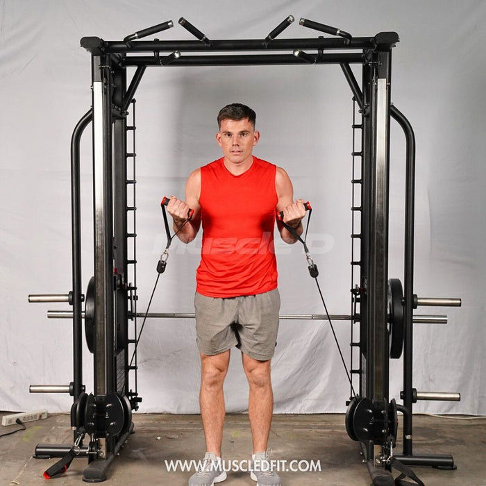 Muscle D Fitness Dual Adjustable Pulley Smith Combo – Full Body Trainer