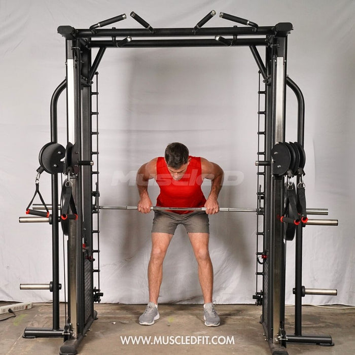 Muscle D Fitness Dual Adjustable Pulley Smith Combo – Full Body Trainer