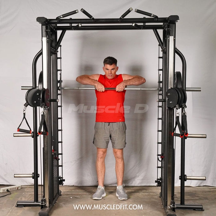 Muscle D Fitness Dual Adjustable Pulley Smith Combo – Full Body Trainer