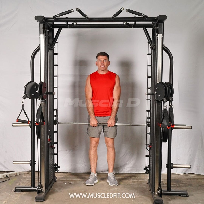 Muscle D Fitness Dual Adjustable Pulley Smith Combo – Full Body Trainer