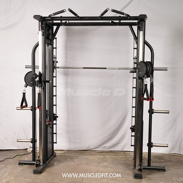 Muscle D Fitness Dual Adjustable Pulley Smith Combo – Full Body Trainer