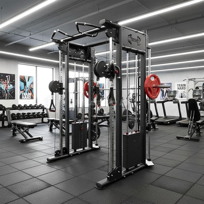 Muscle D Fitness Dual Adjustable Pulley Smith Combo – Full Body Trainer