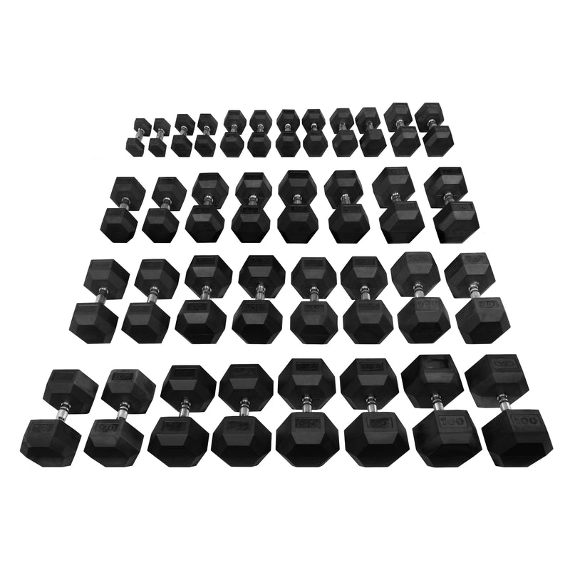 Valor Fitness Rubber Hex Dumbbell Sets