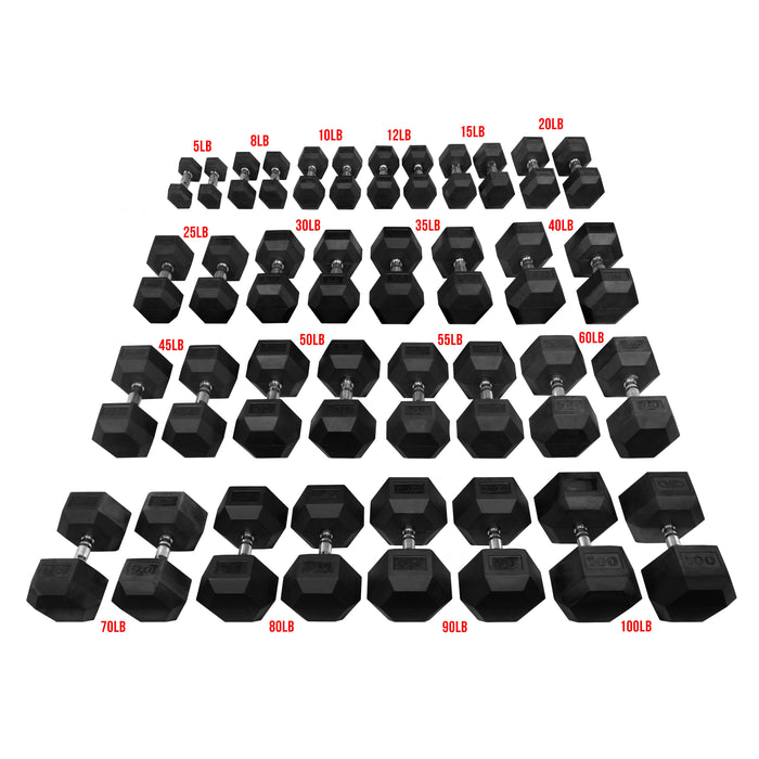Valor Fitness Rubber Hex Dumbbell Sets