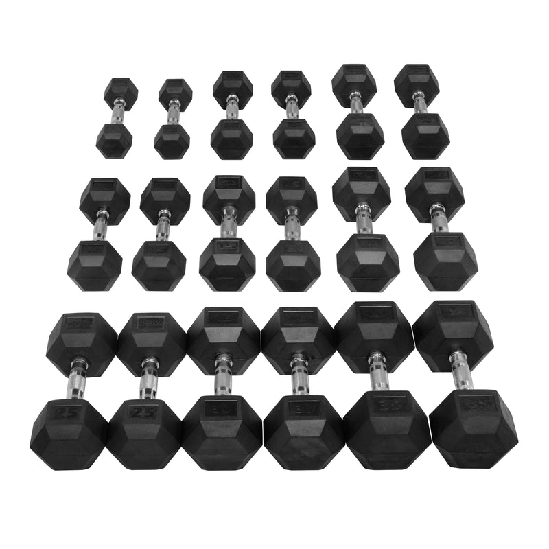 Valor Fitness Rubber Hex Dumbbell Sets