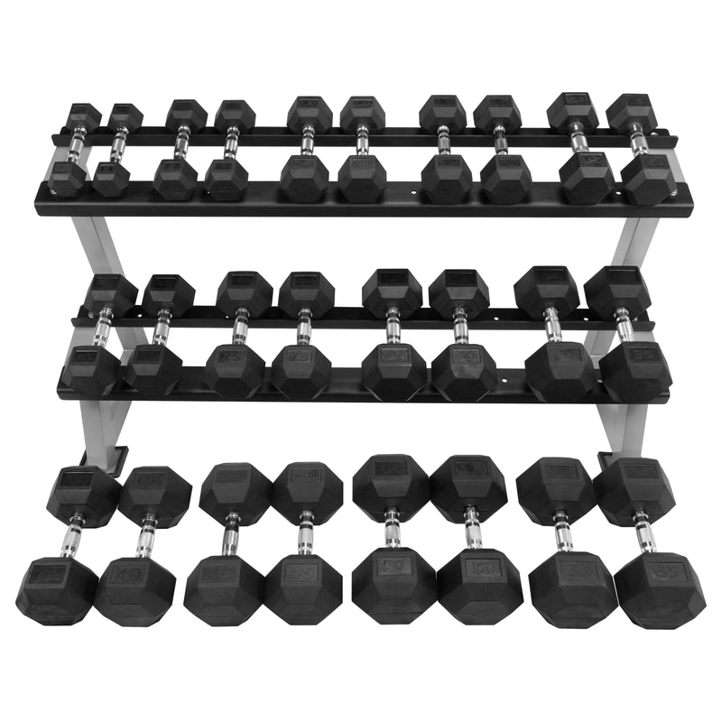 Valor Fitness Rubber Hex Dumbbell Sets