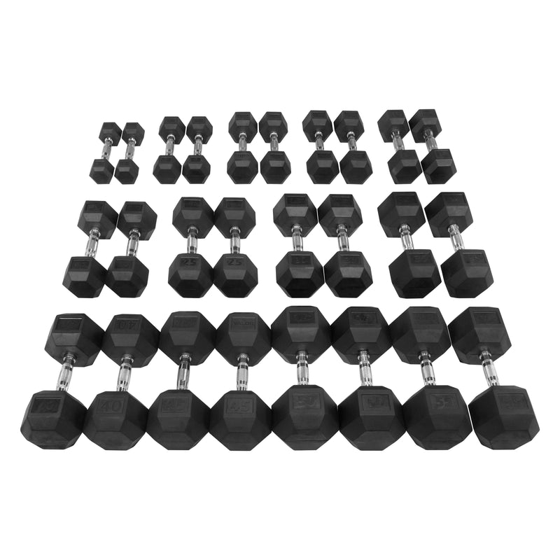 Valor Fitness Rubber Hex Dumbbell Sets