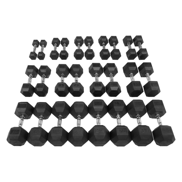 Valor Fitness Rubber Hex Dumbbell Sets