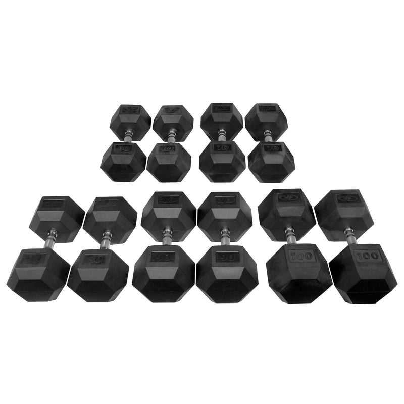 Valor Fitness Rubber Hex Dumbbell Sets