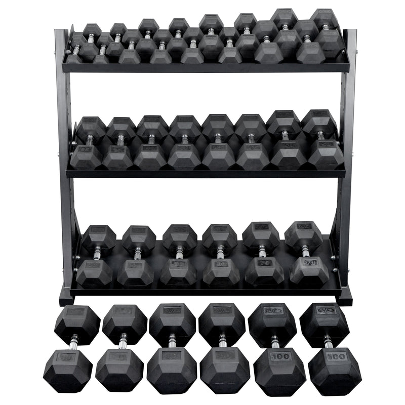 Valor Fitness Rubber Hex Dumbbell Sets
