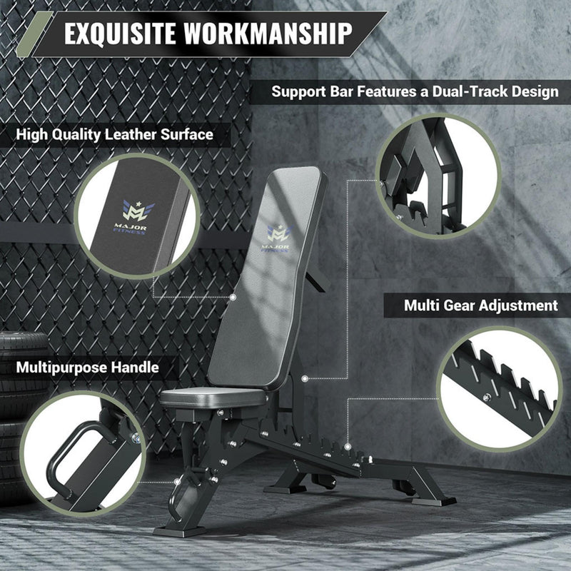 Major Fitness Adjustable Bench 1300Lbs Capacity Weight Bench PLT01