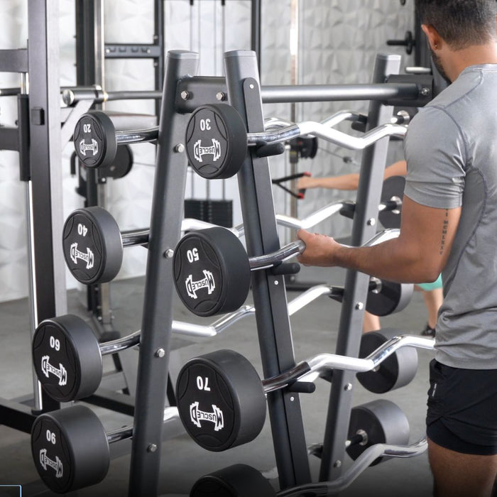Muscle D Fitness Pro Urethane Barbell Set(Straight or Curl) - 20 to 110 lbs (Barbell Set Only)
