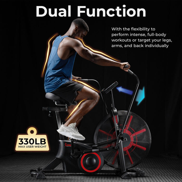 Sunny Health & Fitness Tornado Smart Dual Belt Air-Resistance Bike