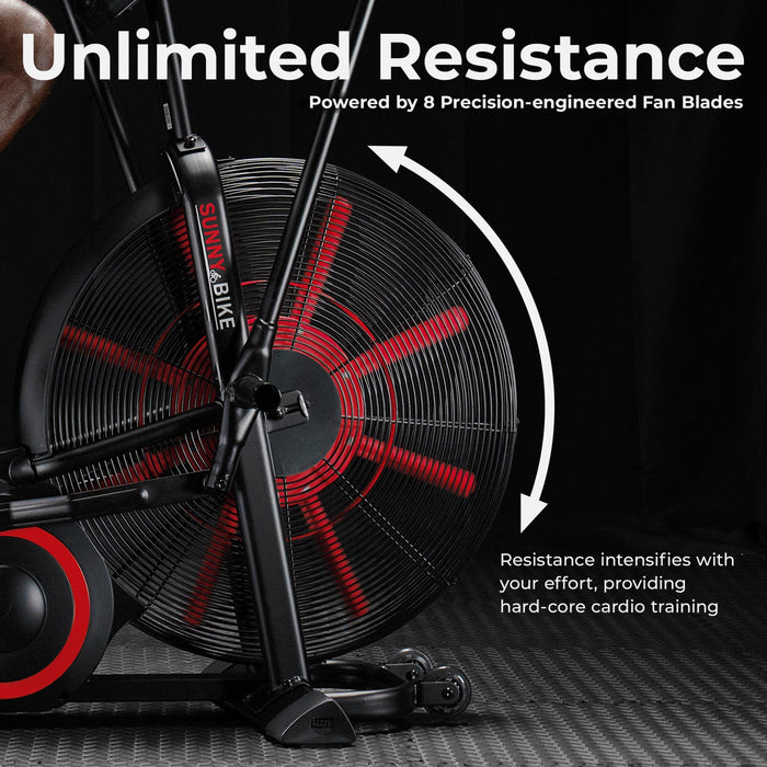 Sunny Health & Fitness Tornado Smart Dual Belt Air-Resistance Bike