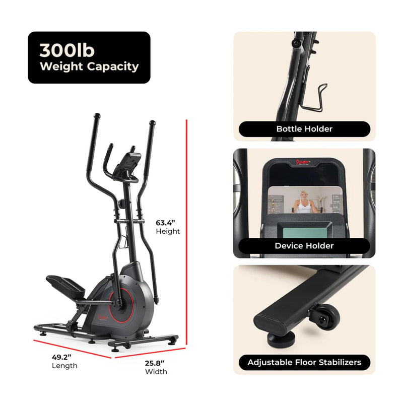 Sunny Health & Fitness Ultra Silent Smart Elliptical Exerciser