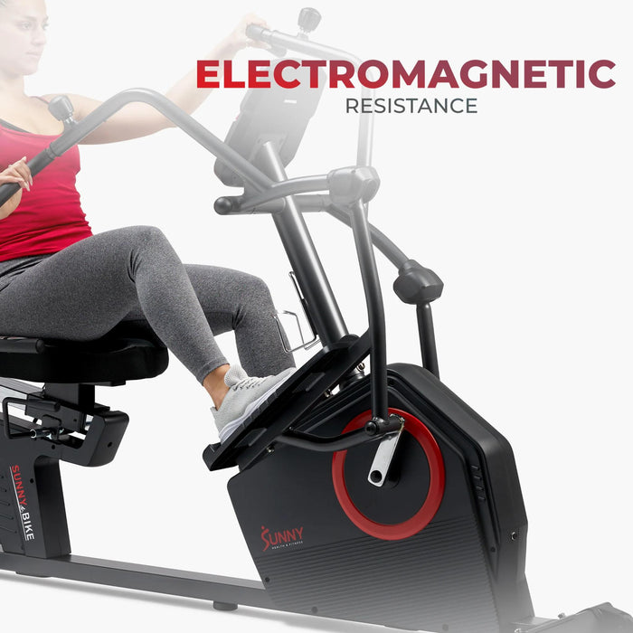 Sunny Health & Fitness Premium Smart Programmable Electro-Magnetic Resistance Recumbent Elliptical Cross Trainer