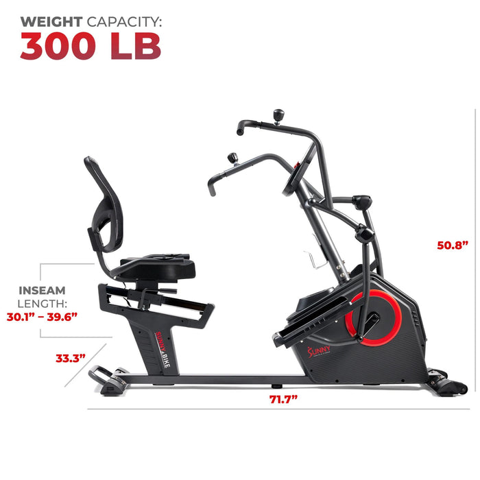 Sunny Health & Fitness Premium Smart Programmable Electro-Magnetic Resistance Recumbent Elliptical Cross Trainer